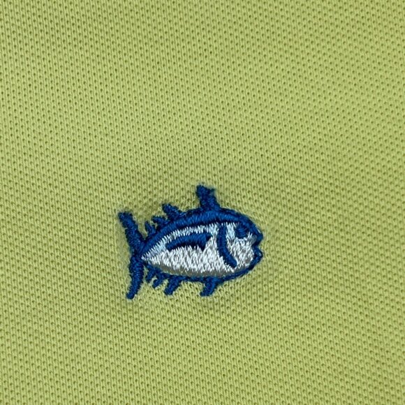 Southern Tide Sport Short Sleeve Polo Shirt Size Small Solid Yellow W Fish Logo - Picture 3 of 7
